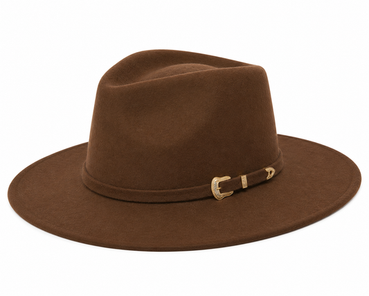 Coronado Hat Company Premium Brown Wide Brim Western Cowboy Hat with Buckle Band
