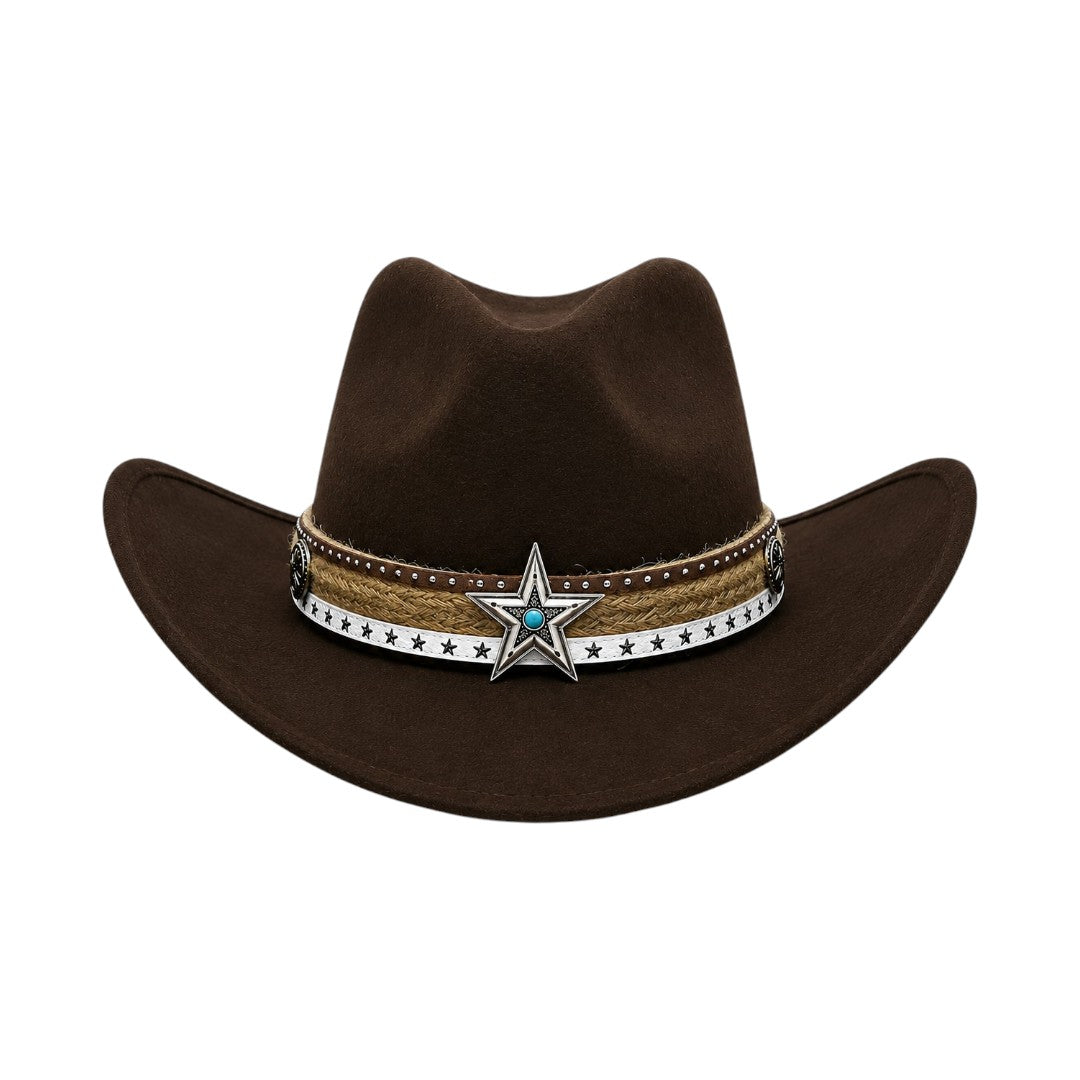 Coronado Hat Company Premium Brown Western Cowboy Hat with Star Concho Hatband