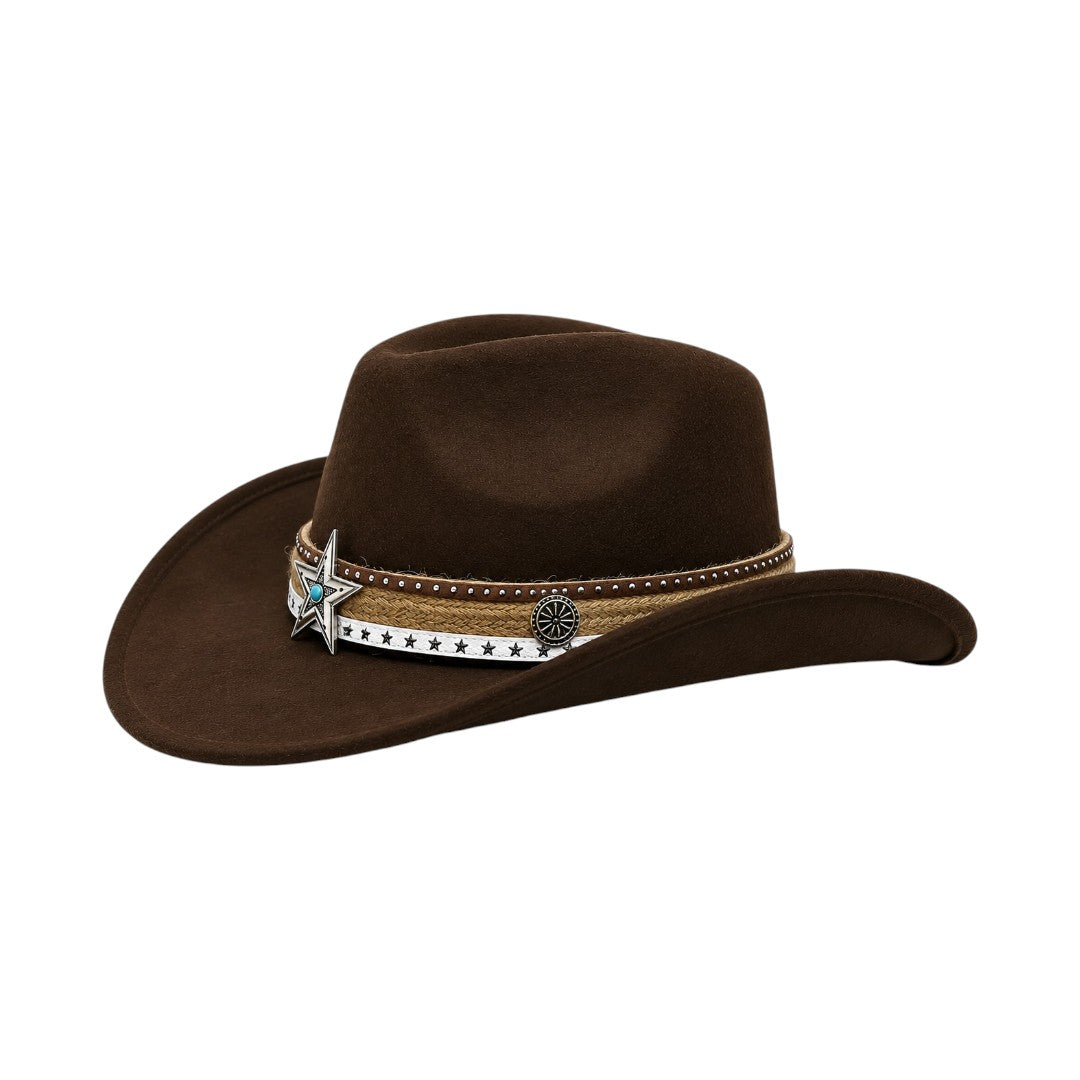 Coronado Hat Company Premium Brown Western Cowboy Hat with Star Concho Hatband