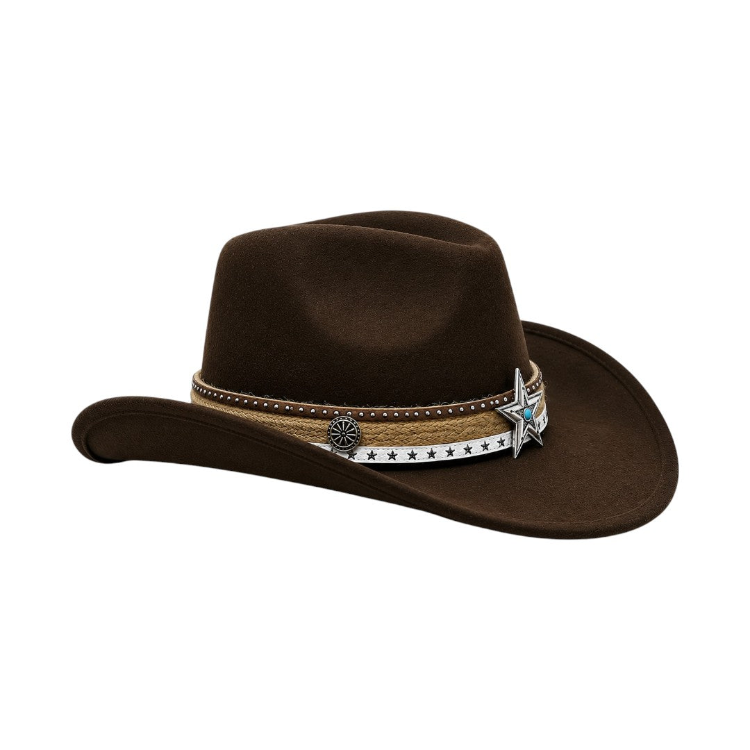 Coronado Hat Company Premium Brown Western Cowboy Hat with Star Concho Hatband